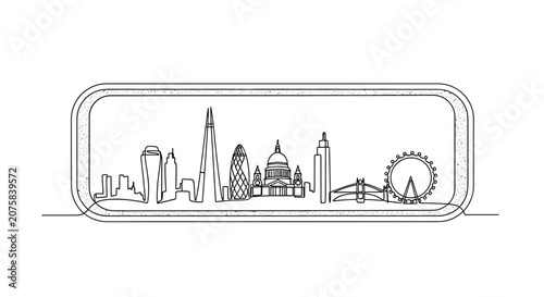 London Skyline Continuous Line Drawing - Iconic Landmarks in Minimalist Style