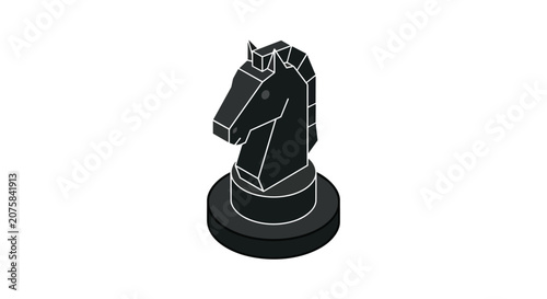 Minimalist Black Chess Knight Horse Piece for Strategic Planning and Competition Graphic Icon Isolated