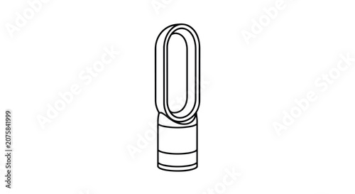 Modern Bladeless Fan Air Purifier Outline Illustration for Home Interior Cooling System Design Concept