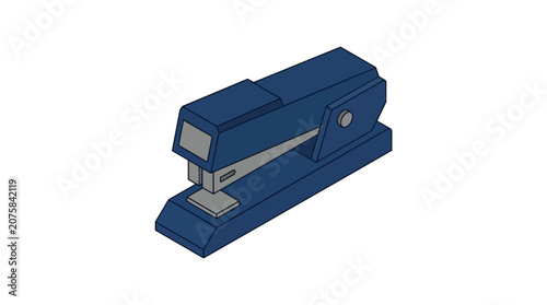 Professional Blue Desktop Stapler for Office Paper Binding and Stationery Tools Isolated Isometric Illustration