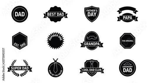 Tablou pe pânză Creative fathers day badges and labels showcase diverse paternal roles with bold