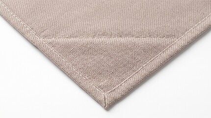 Close-up View of a Soft Beige Fabric Table Mat Corner with Detailed Stitching and Texture for Interior Design