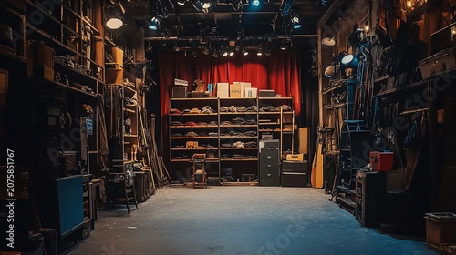 Captivating Behind the Scenes, A Stage Storage Room with Vintage Charm and Artistic Tools