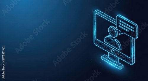 Futuristic Computer Monitor Displaying User Profile Icon for Digital Communication