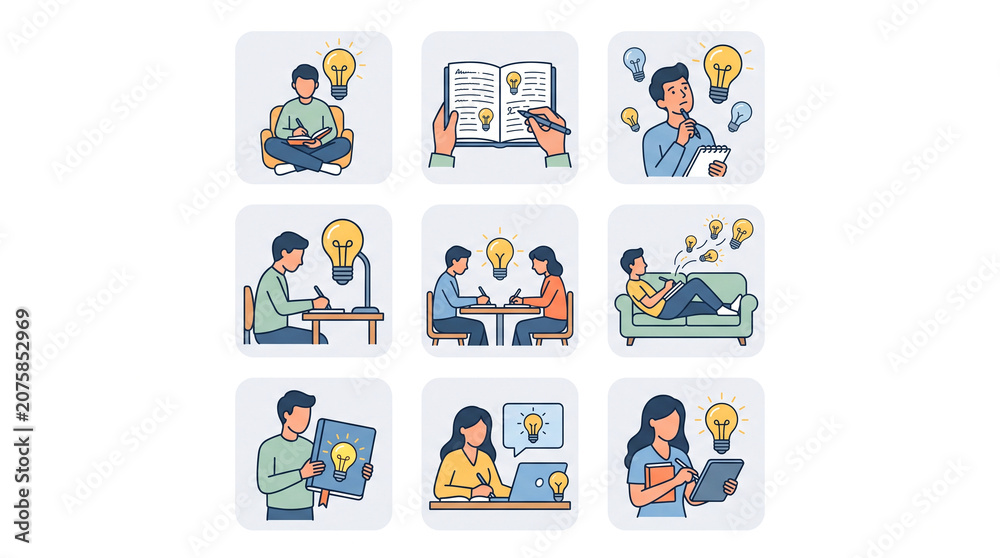 Fototapeta premium Creative thinking and idea generation for mental health and self care at work and home
