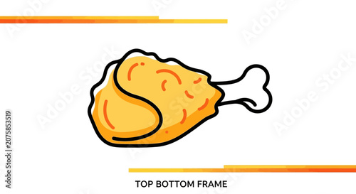 Crispy Fried Chicken Leg Drumstick Icon, Fast Food, Isolated on White Background