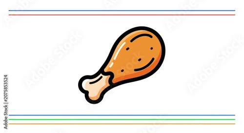 Crispy Fried Chicken Leg Drumstick Icon, Fast Food Meal, Appetizing Food Illustration