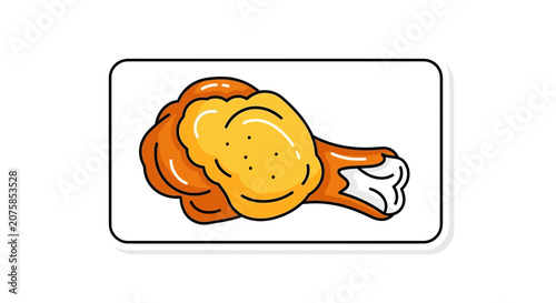 Crispy Fried Chicken Leg Drumstick Isolated on White Background, Delicious Fast Food Icon