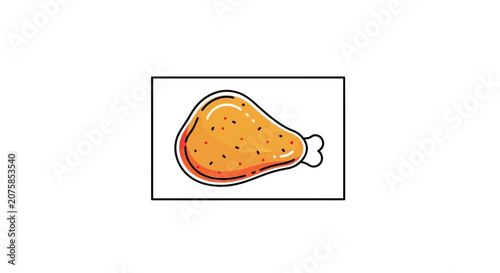 Crispy Fried Chicken Leg Icon, Fast Food Meal, Delicious Appetizing Food Illustration