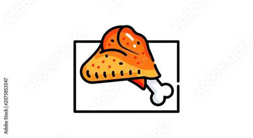 Crispy Fried Chicken Leg Icon, Delicious Fast Food Symbol, Appetizing Meal Graphic