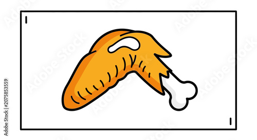 Crispy Fried Chicken Wing with Bone Isolated on White Background, Delicious Fast Food Icon