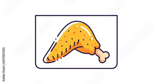 Crispy Fried Chicken Wing with Bone, Delicious Fast Food Icon, Appetizing Meal Illustration