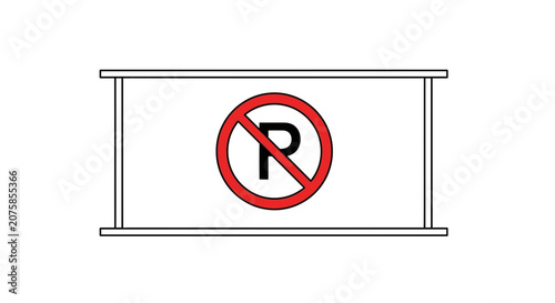 No Parking Sign, Red Circle with Slash Over Letter P, Prohibition Symbol