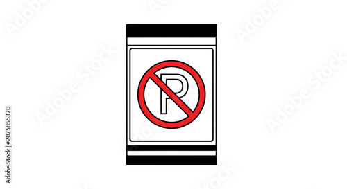 No Parking Sign, Red Circle with Slash Over Letter P, Vector Illustration