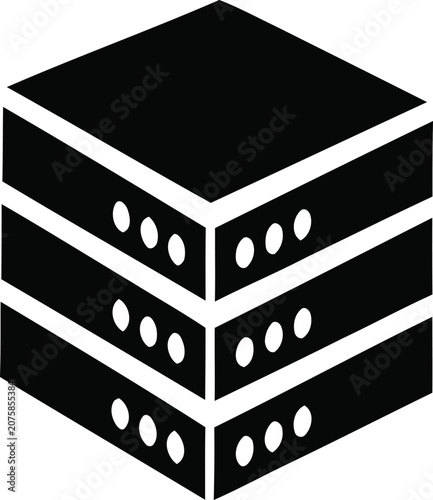 Stacked server racks with indicator lights during data center operation
