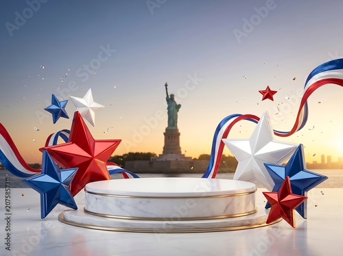 Patriotic Podium Display for National Celebrations