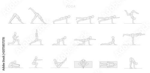 Vászonkép silhouettes of yoga poses