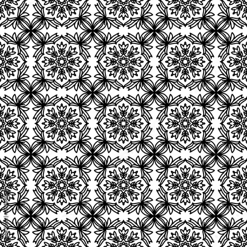 seamless floral mandala line art pattern