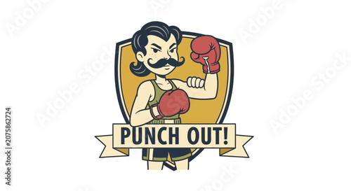 Retro Boxer with Moustache and 