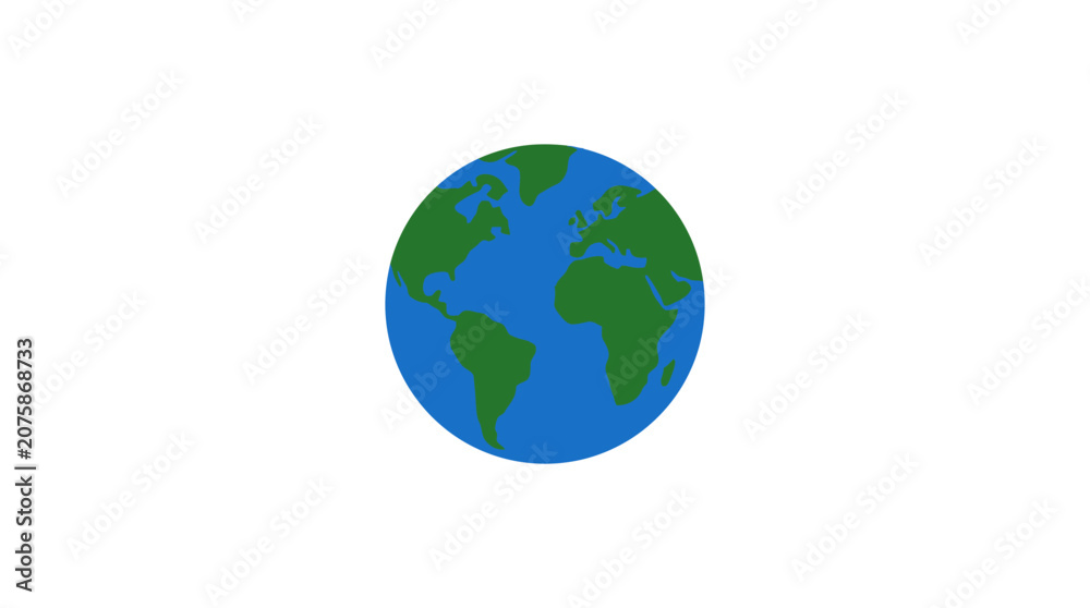 Fototapeta premium A simple graphic illustration of a blue and green planet on a white background