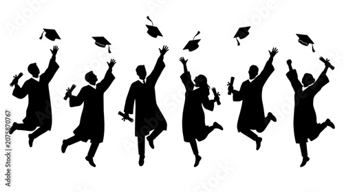 Quadro em tela People in graduation gowns celebrating.