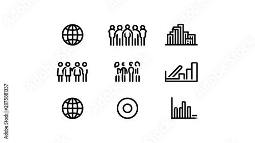 Business and Demographic Line Icon Set for Infographics