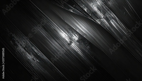 Abstract background featuring diagonal metallic or plastic strips with scratches and reflections.