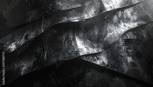 Close-up of a textured, black, abstract surface with light reflections.