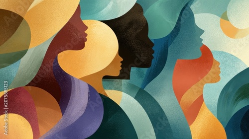 Diverse women silhouettes abstract illustration concept of inclusion
