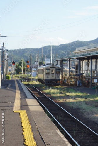 京都丹後鉄道の風景　西舞鶴駅（レールバス気動車）