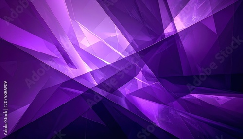 Abstract geometric composition with intersecting planes in shades of purple.