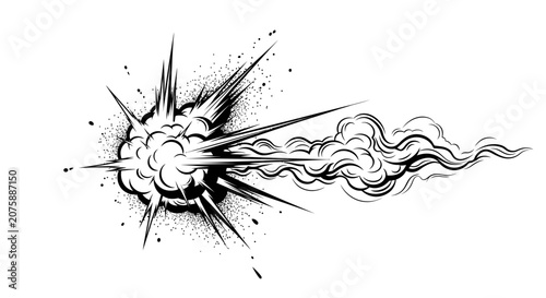 Comic Book Style Explosion With Smoke Trail