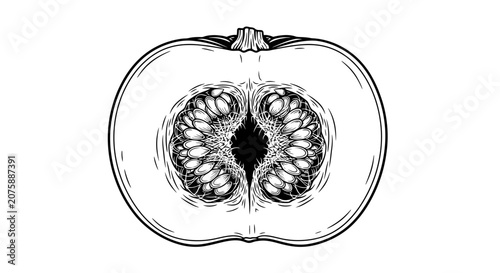 Cross Section of a Pumpkin Vector Illustration