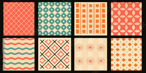 Tableau sur toile Geometric patterns collection vector illustration with repeating ornamental desi