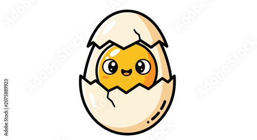 Cute Cartoon Egg Character Hatching from Shell