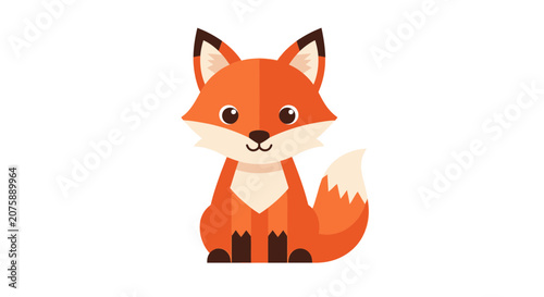 Cute Cartoon Fox Character Sitting