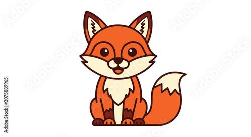 Cute Cartoon Fox Character Sitting