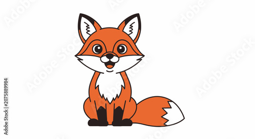 Cute Cartoon Fox Character Sitting