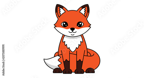 Cute Cartoon Fox Illustration Sitting