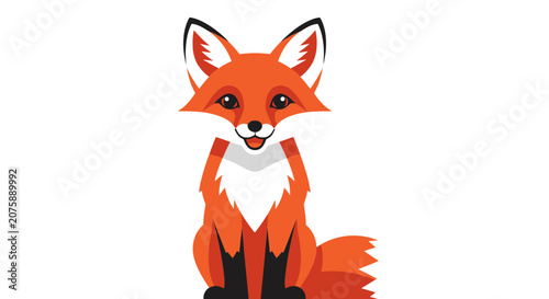 Cute Cartoon Fox Illustration on White Background