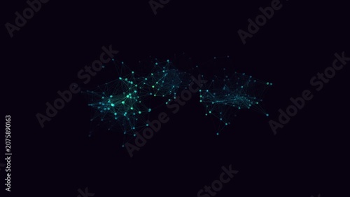 Abstract 4K UHD loop featuring a glowing viridis neural network of swarm nodes firing and connecting in a seamless plexus in rich volumetric light.