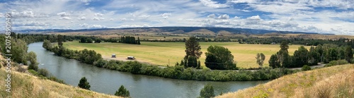 The Kittitas Valley in a panoramic view near Ellensburg Washington on a lovely summer day with the Yakima river in the left foreground and a great cloudy sky_20260627_9318.
