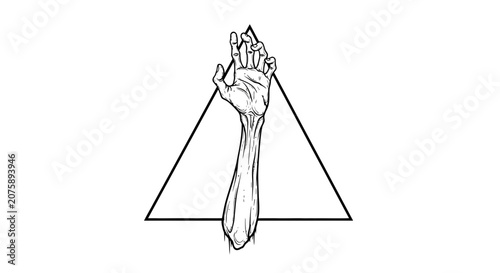 Eerie Hand Reaching Out from Triangle Symbol - Horror, Mystery, Supernatural Concept