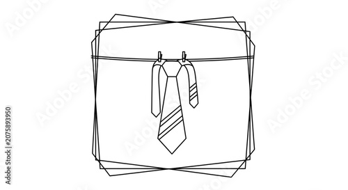 Drying Neckties on a Clothesline: Business Fashion and Laundry Concept