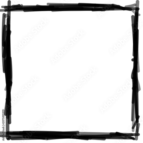 Hand drawn black square frame on a simple page photo frame