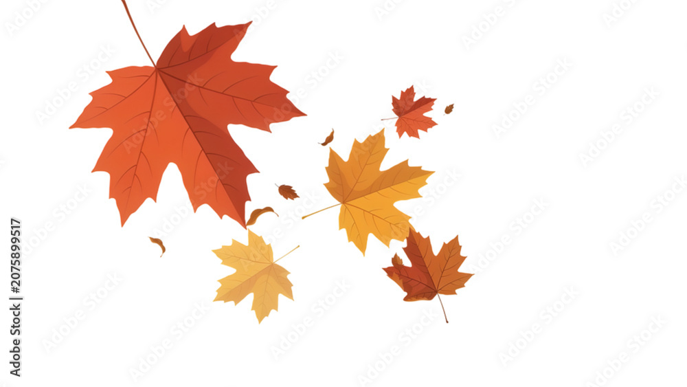 Fototapeta premium Falling colorful autumn leaves floating in air Vector