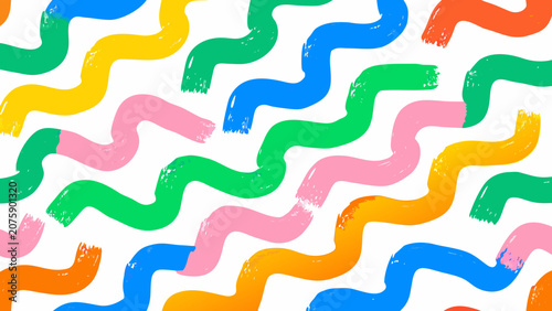Photos Colorful wavy pattern with brushstroke texture on a white background