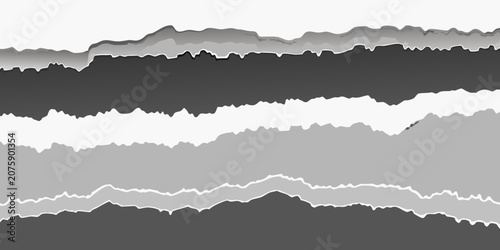 Foto Torn Paper Layers With Jagged Edges Grayscale Abstract Background