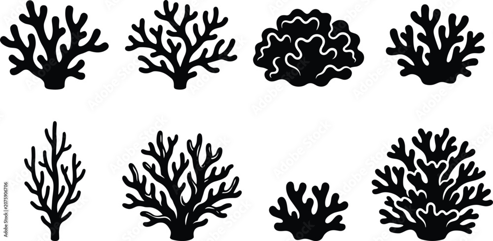 Fototapeta premium Minimalist black silhouette vector collection of cute magic school microscopes laboratory magnifying tools and academic science research experiment exploration icons isolated on clean white background