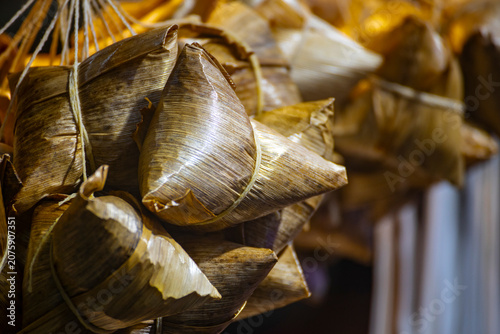 the raw, authentic texture of Traditional Sticky Rice Dumplings (Zongzi)
